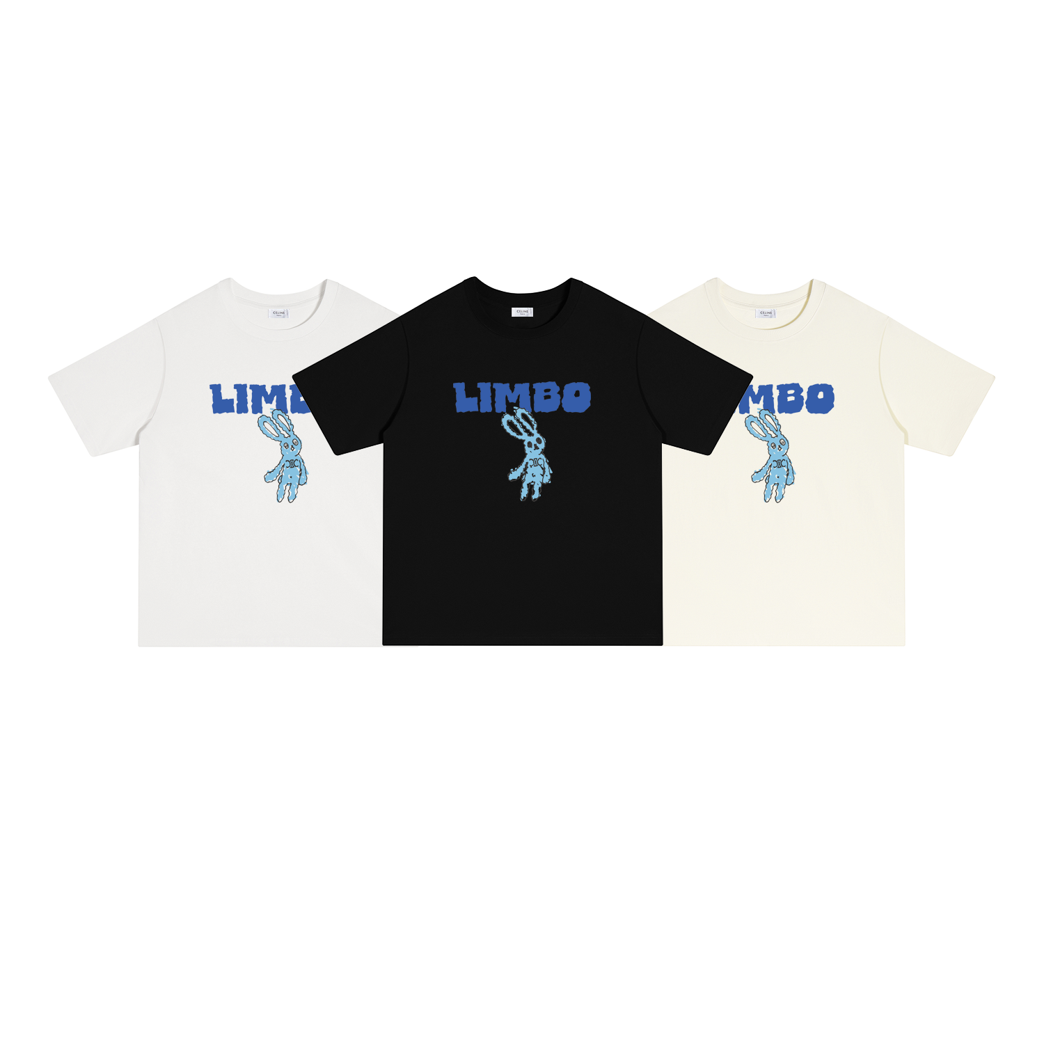 S131 P70 CELINE/ camiseta de manga corta S-XL blanco, negro, albaricoque, algodón puro de doble hilo 32s 260g