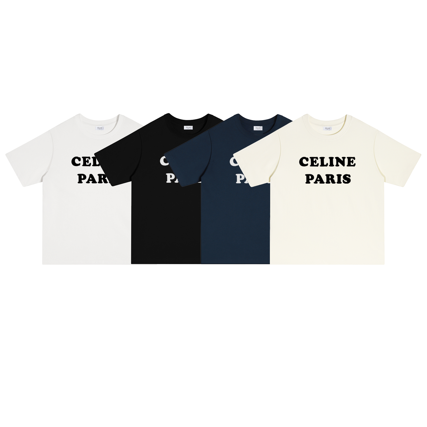 S117 P70 CELINE/Céline Camiseta de manga corta S-XL Blanco, negro, gris, azul marino, algodón puro de doble hilo 32 cab…