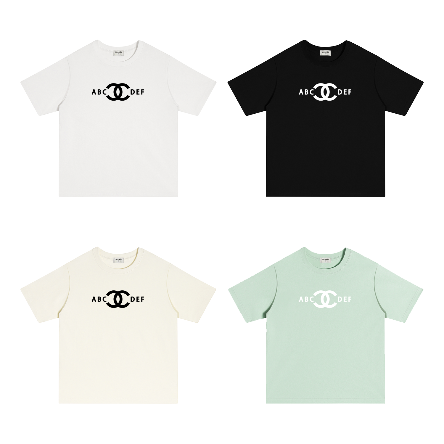 X103 P70 CHANEL camiseta de manga corta S-XL blanco, negro, albaricoque, verde, algodón puro de doble hilo 32s 260g