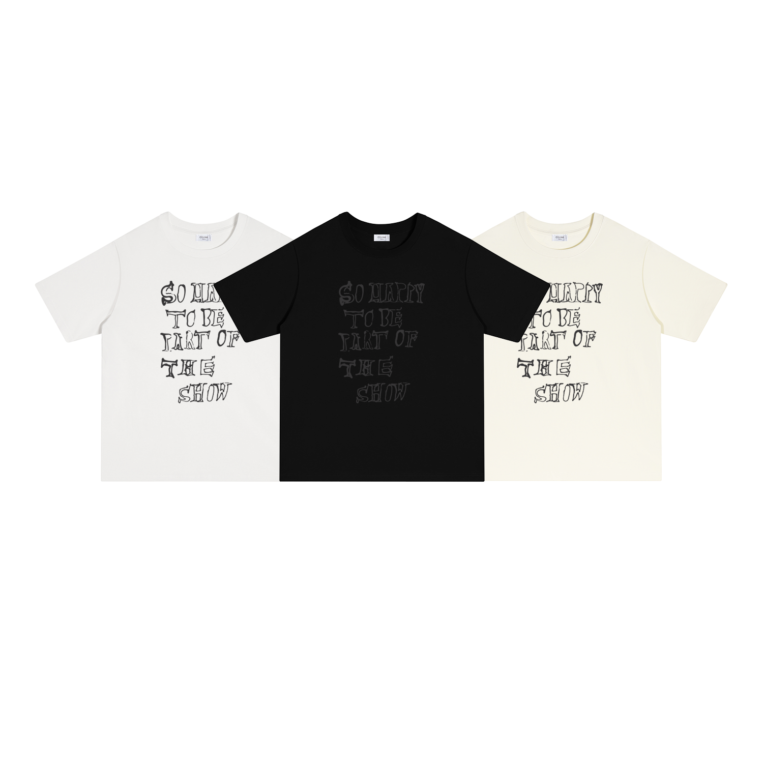 S105 P70 CELINE/赛琳短袖 S-XL 白色 黑色 杏色 双纱纯棉32支260克重