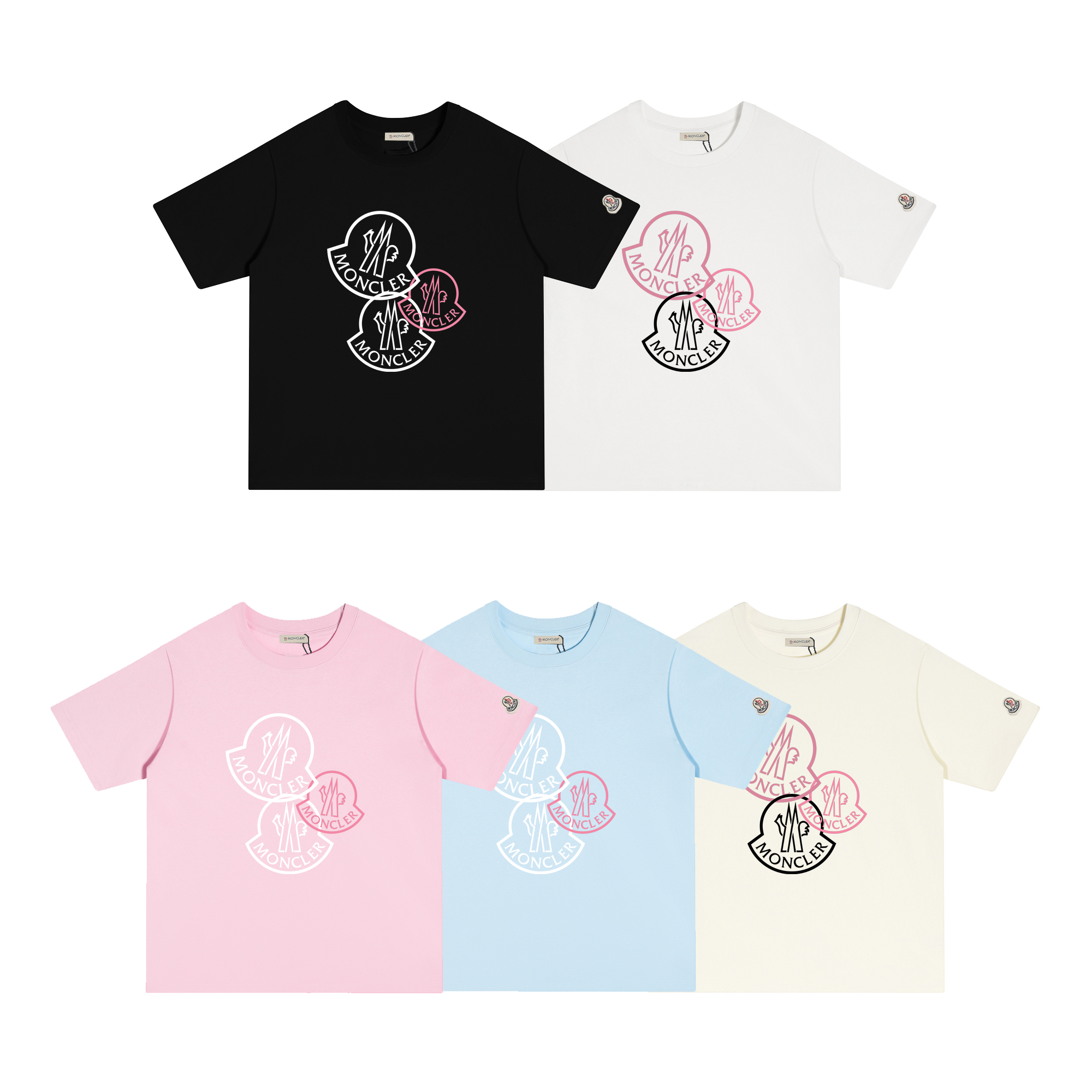 D268 P80 Camiseta de manga corta Montgu M-XXL blanco, negro, albaricoque, azul cielo, rosa, algodón puro de doble hilo …