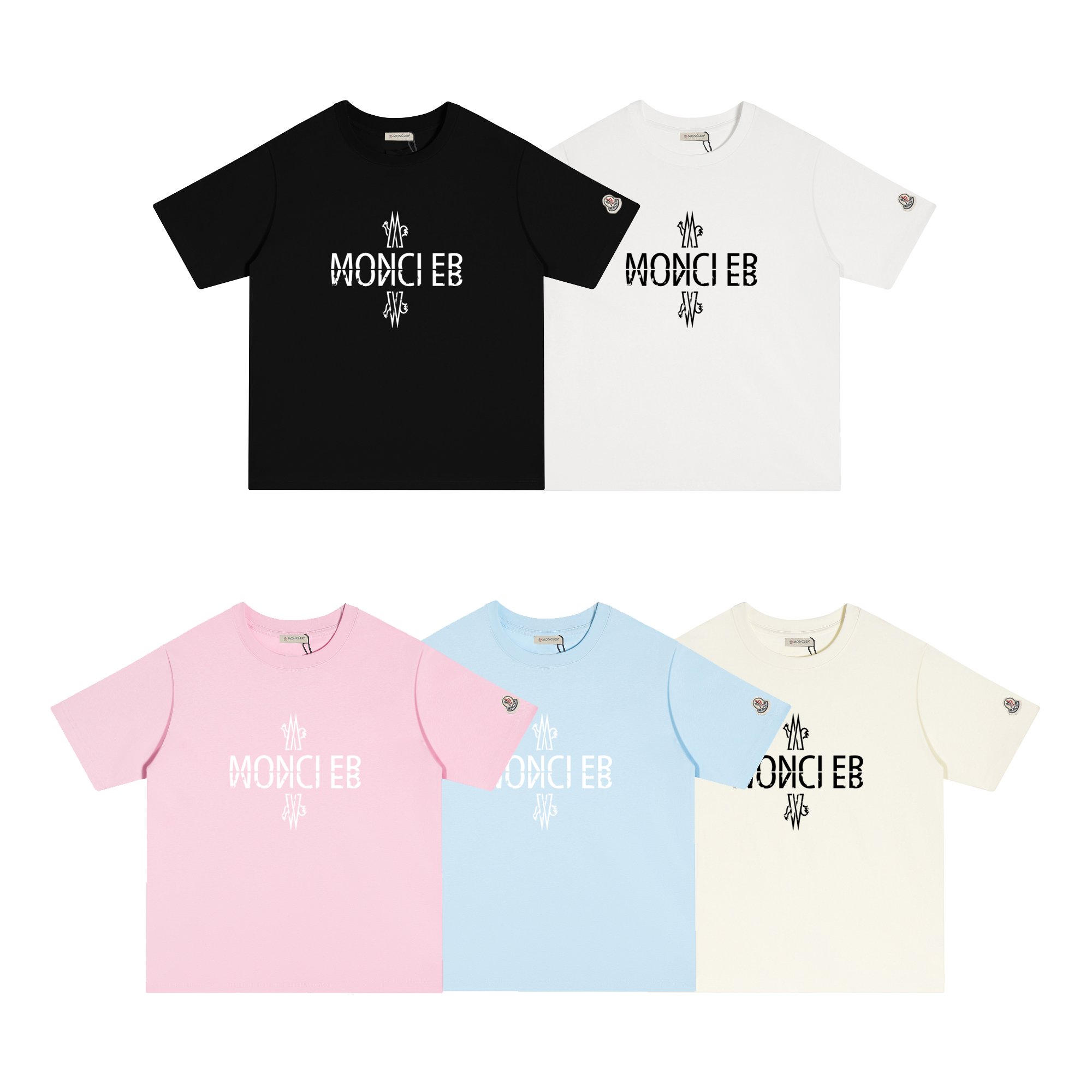 D265 P80 Camiseta de manga corta Montgu M-XXL blanco, negro, albaricoque, azul cielo, rosa, algodón puro de doble hilo …