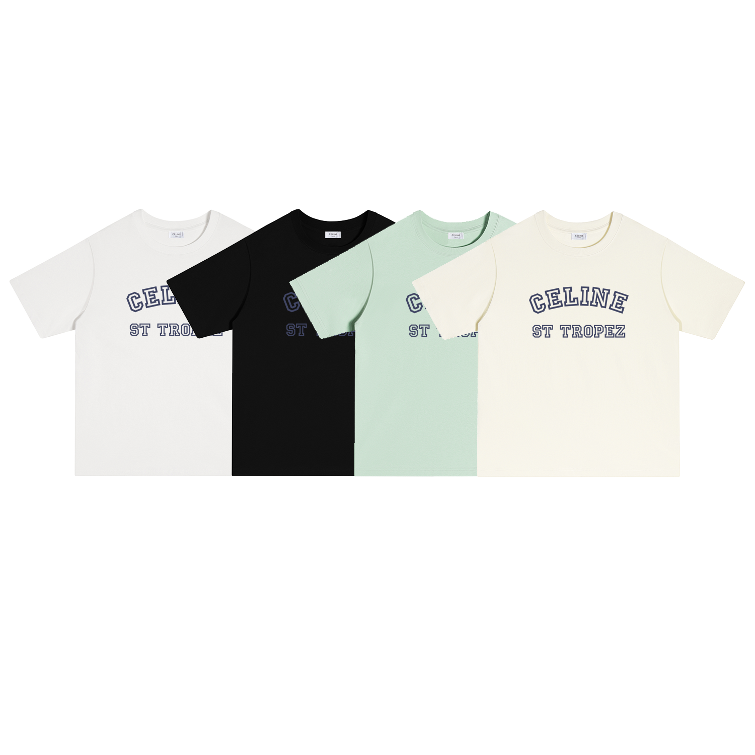 S112 P70 CELINE/Céline Camiseta de manga corta S-XL Blanco, negro, beige, verde, algodón puro de doble hilo 32 cabos, 2…