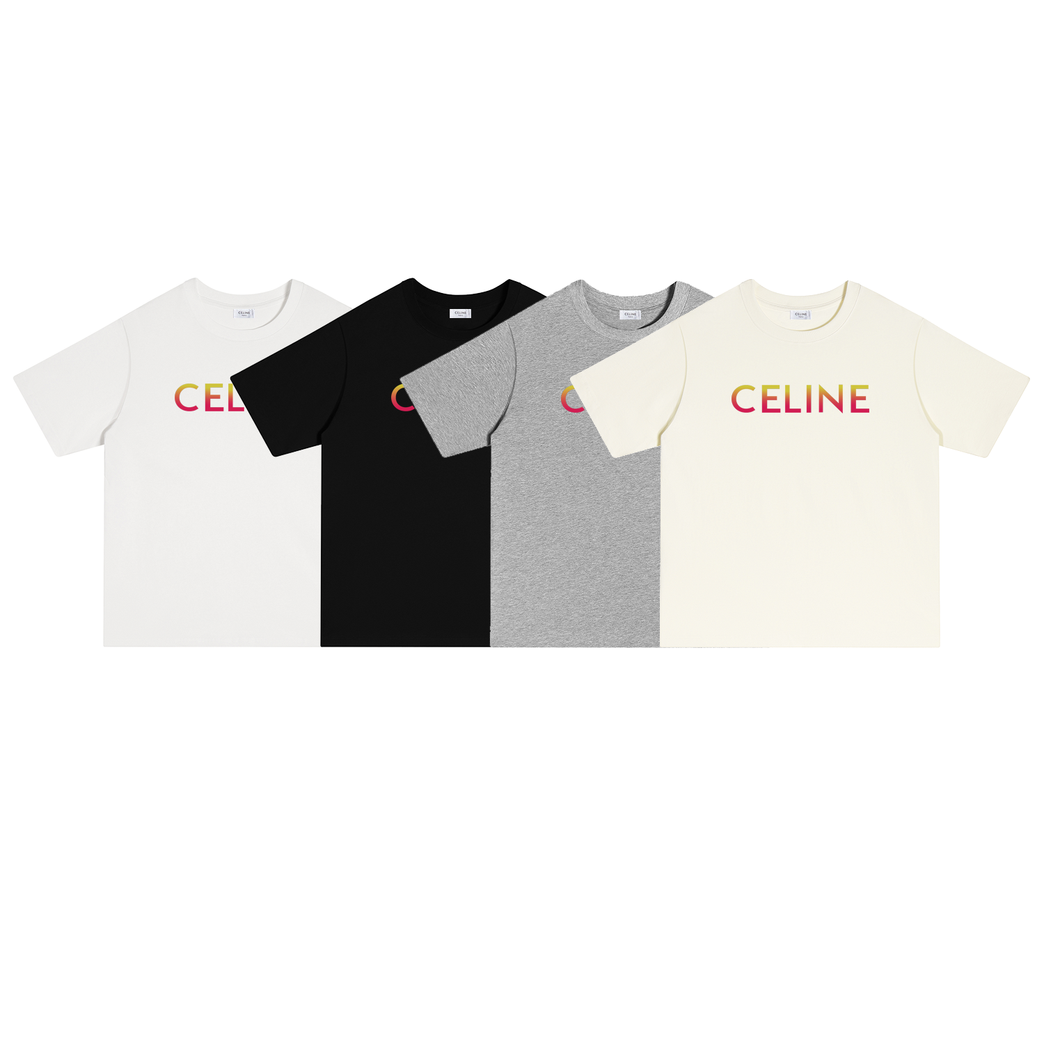 S108 P70 CELINE/赛琳短袖 S-XL 白色 黑色 杏色 灰色 双纱纯棉32支260克重