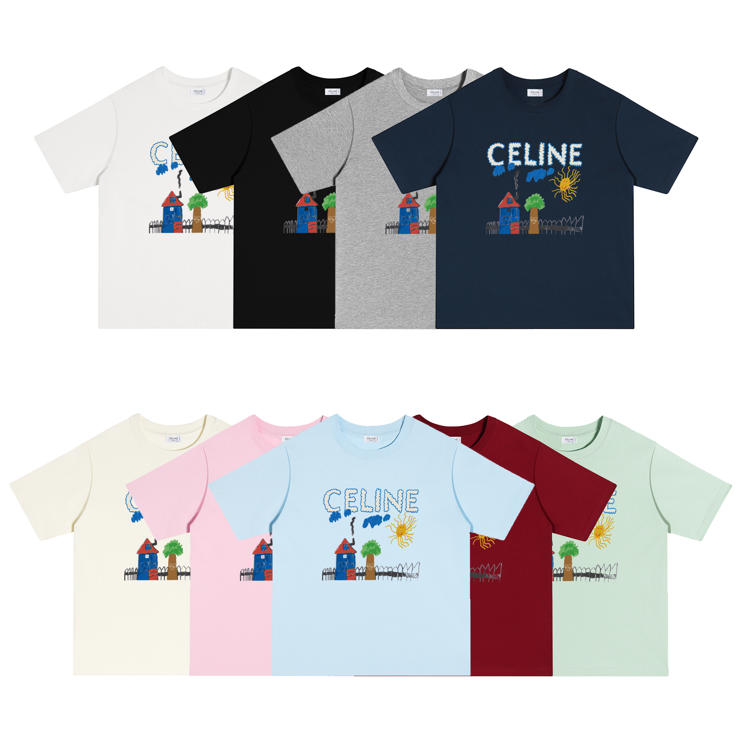 S130 P70 CELINE/ camiseta de manga corta S-XL blanco, negro, albaricoque, gris, azul marino, rosa, azul, verde, rojo, a…