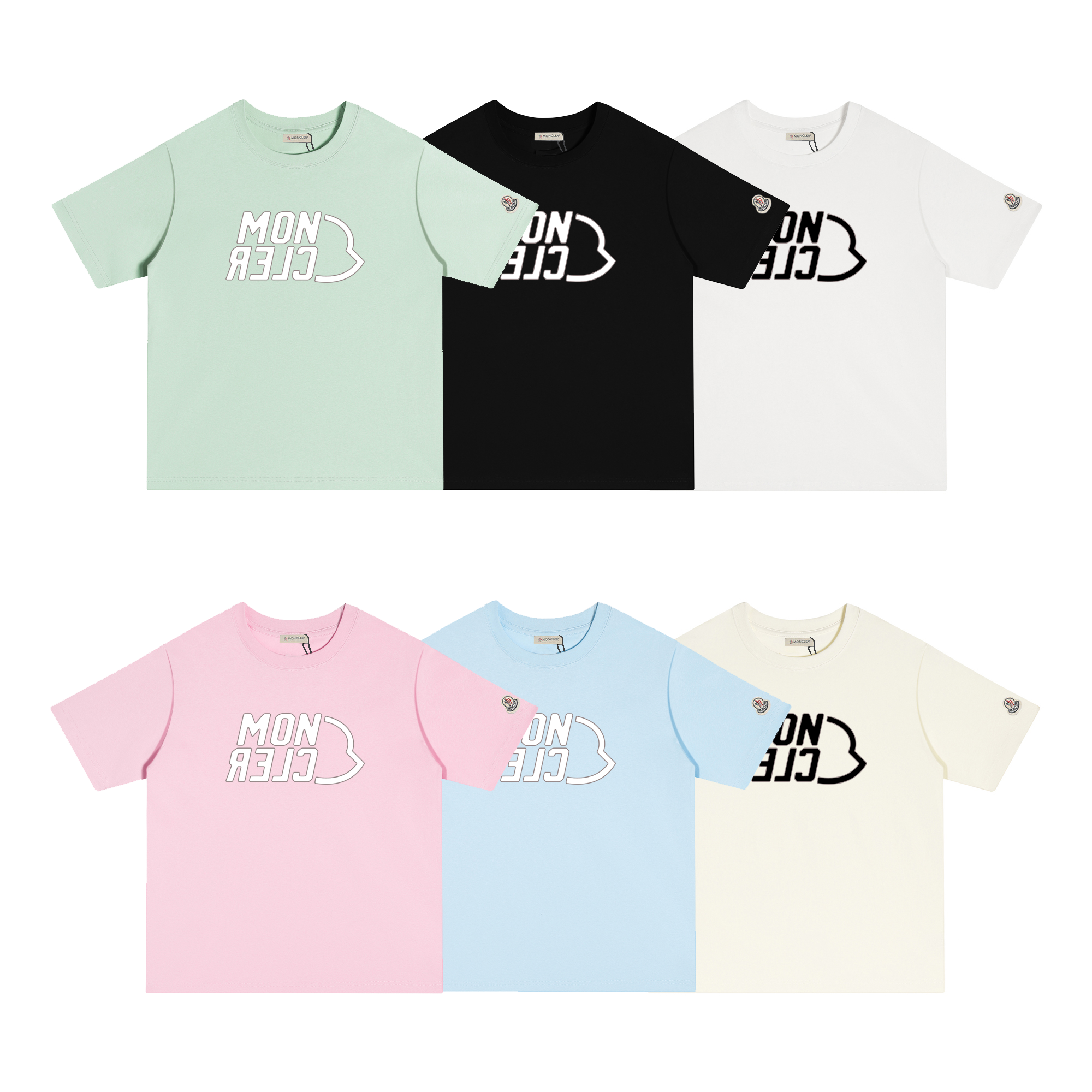 D263 P80 Camiseta de manga corta Montgu M-XXL blanco, negro, albaricoque, azul cielo, rosa, verde, algodón puro de dobl…