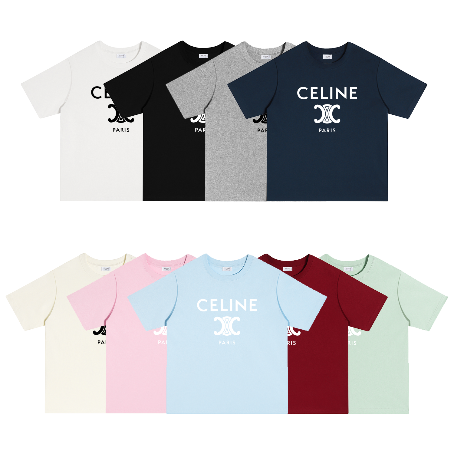 S121 P70 CELINE/赛琳 camiseta S-XL blanco negro albaricoque gris azul marino rosa azul verde rojo algodón puro de doble h…