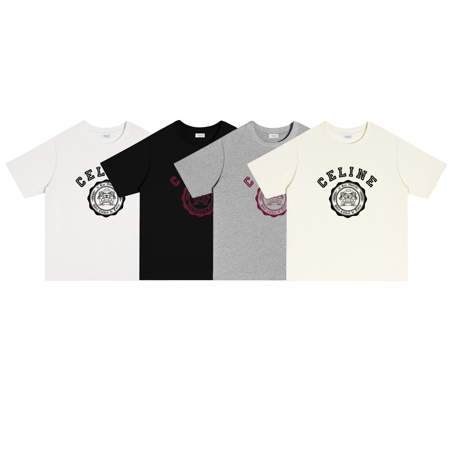 S125 P70 CELINE/赛琳 camiseta S-XL blanco negro albaricoque gris algodón puro de doble hilo 32s 260g