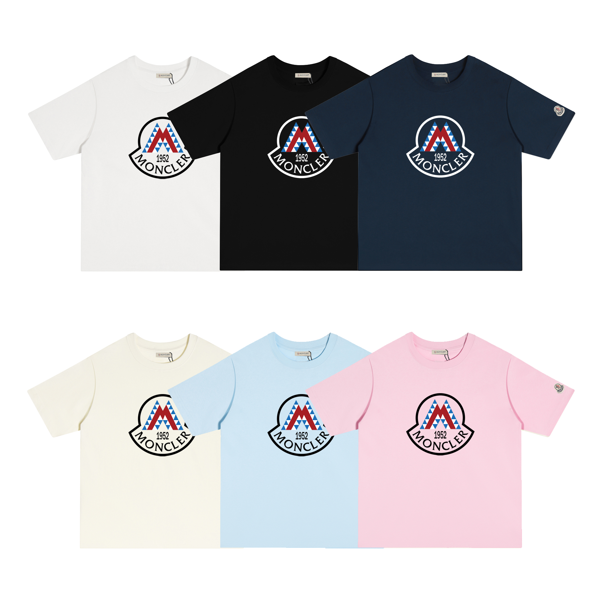 D275 P80 Camiseta de manga corta Moncler, tallas M-XXL, colores: blanco, negro, beige, azul marino, azul, rosa, algodón…