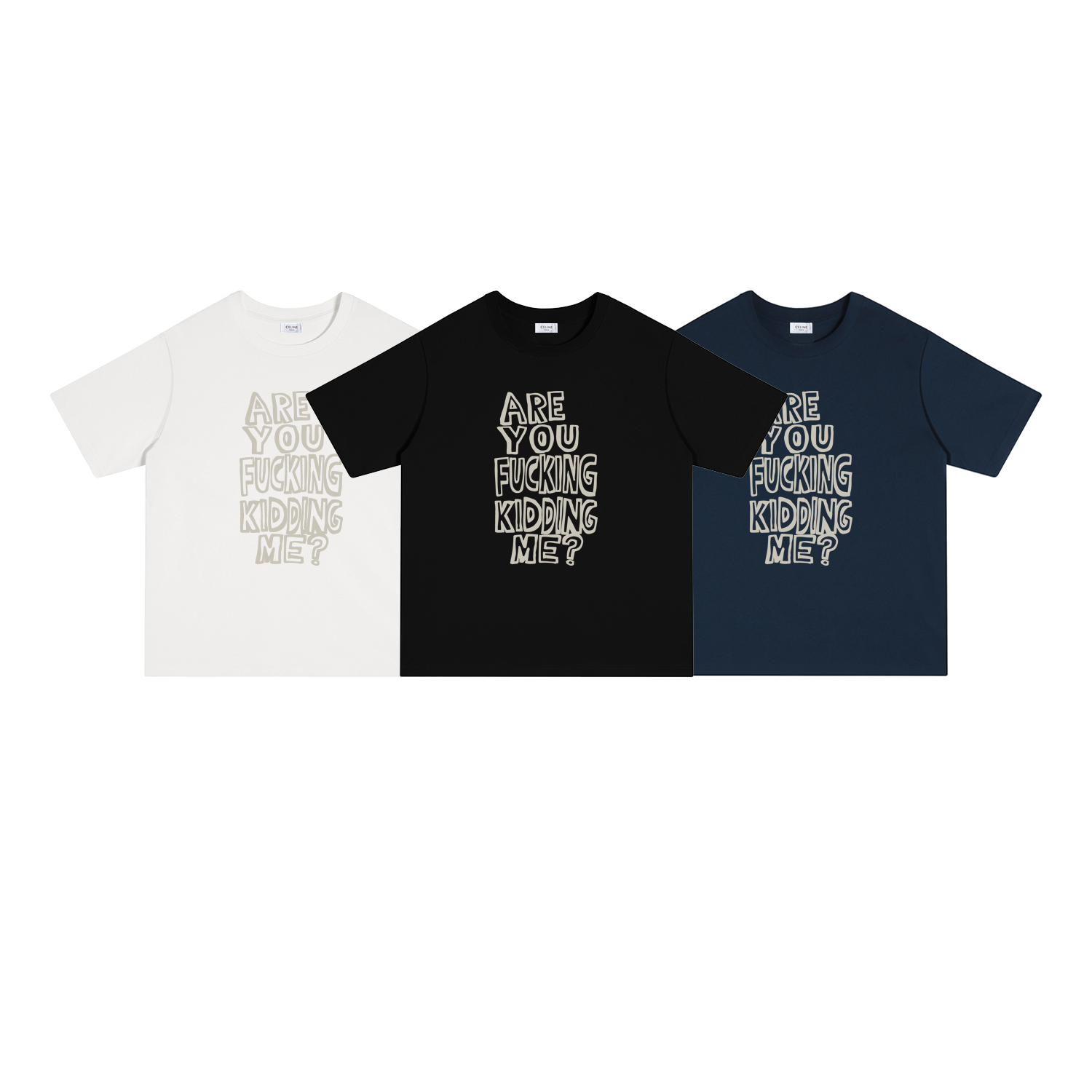 S110 P70 CELINE/赛琳短袖 S-XL 白色 黑色 藏蓝色 双纱纯棉32支260克重