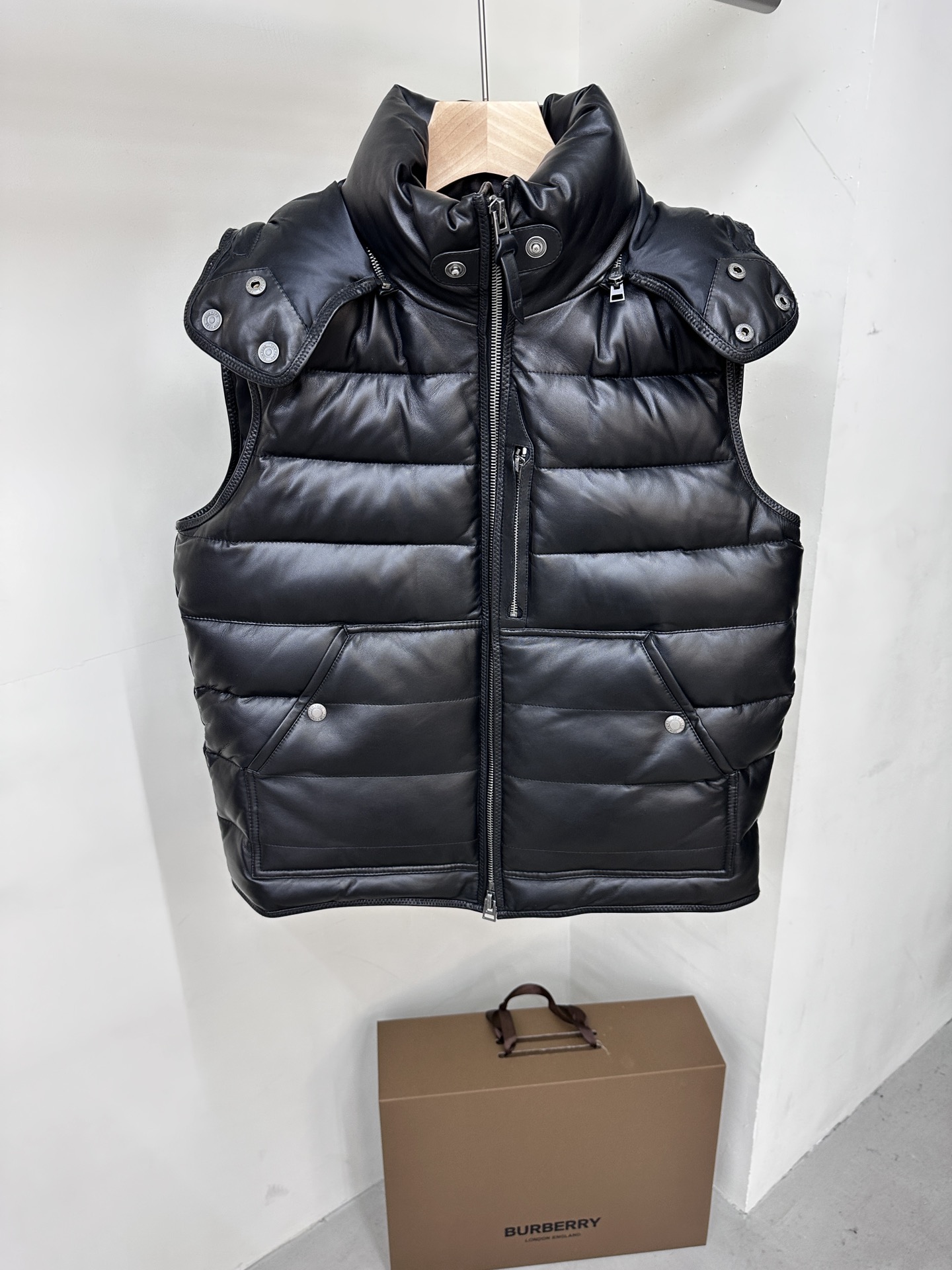 Tom Ford Lambskin Down Vest: Detachable Hood, Modern Style, Black, Sizes 48-54