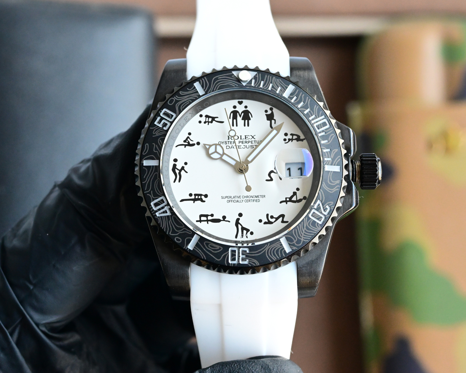 Rolex Submariner Style Watch with Erotic Art and Gemstone Bezel - 40mm 2 i1742666739807 6334 0 0