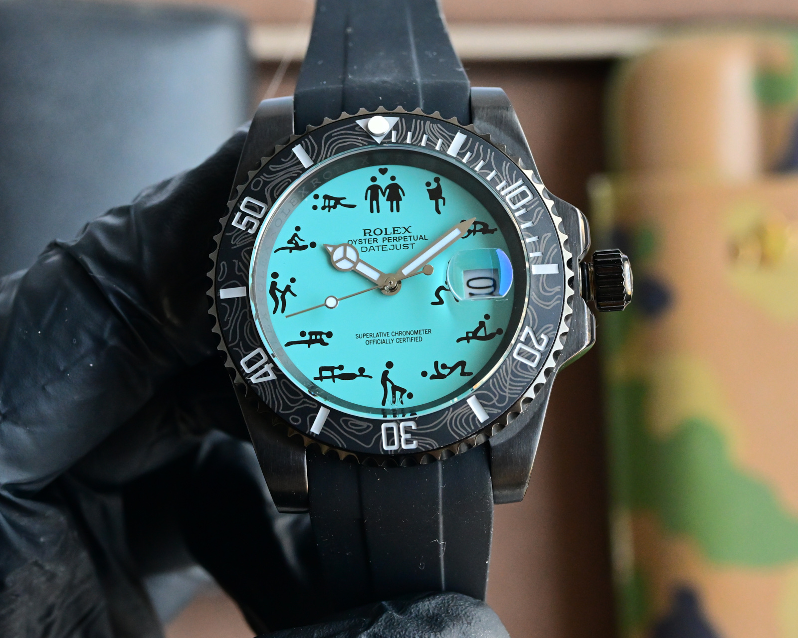 Rolex Submariner Style Watch with Erotic Art and Gemstone Bezel - 40mm 9 i1742666739820 8701 0 8