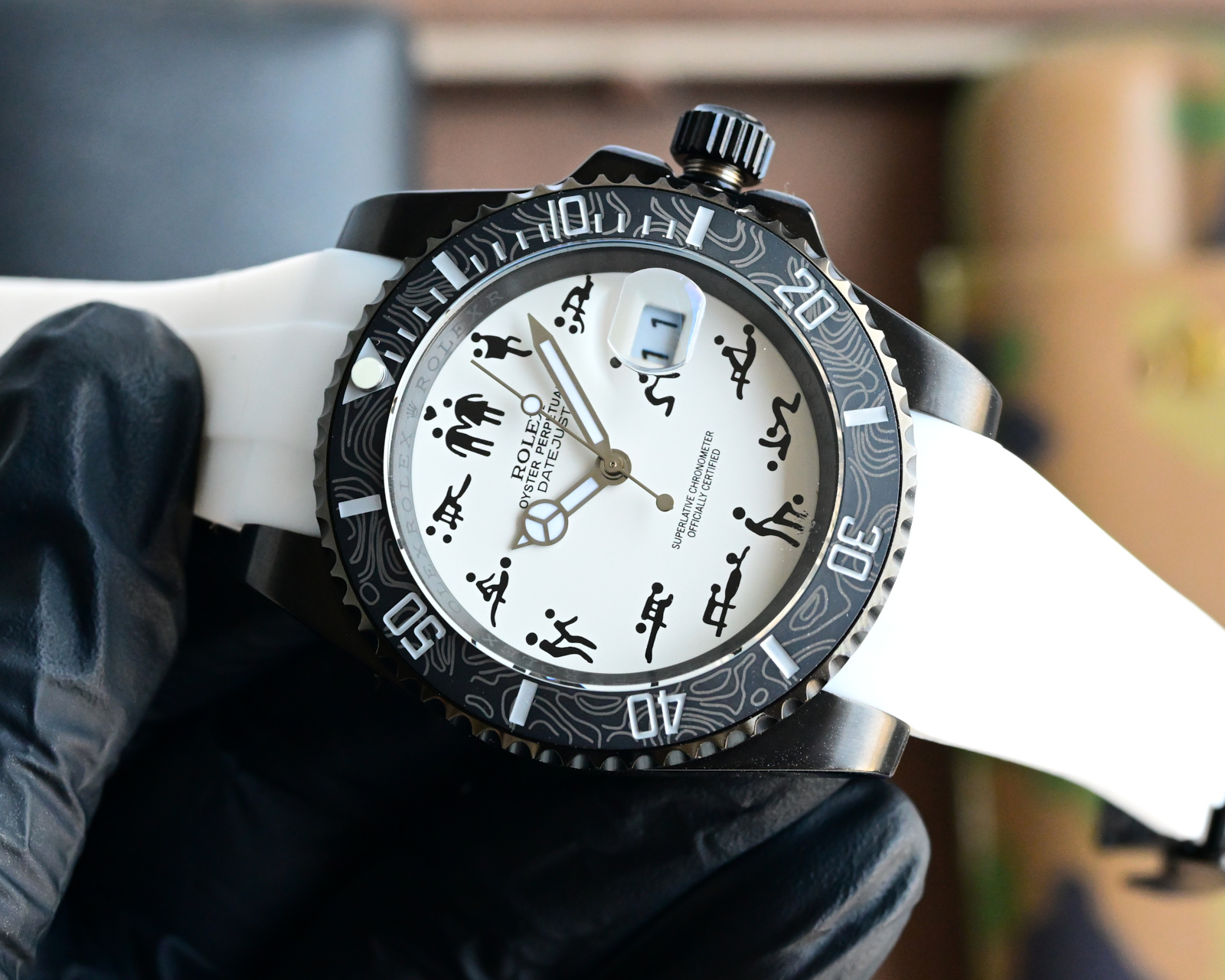 Rolex Submariner Style Watch with Erotic Art and Gemstone Bezel - 40mm 5 i1742666741168 663 0 3