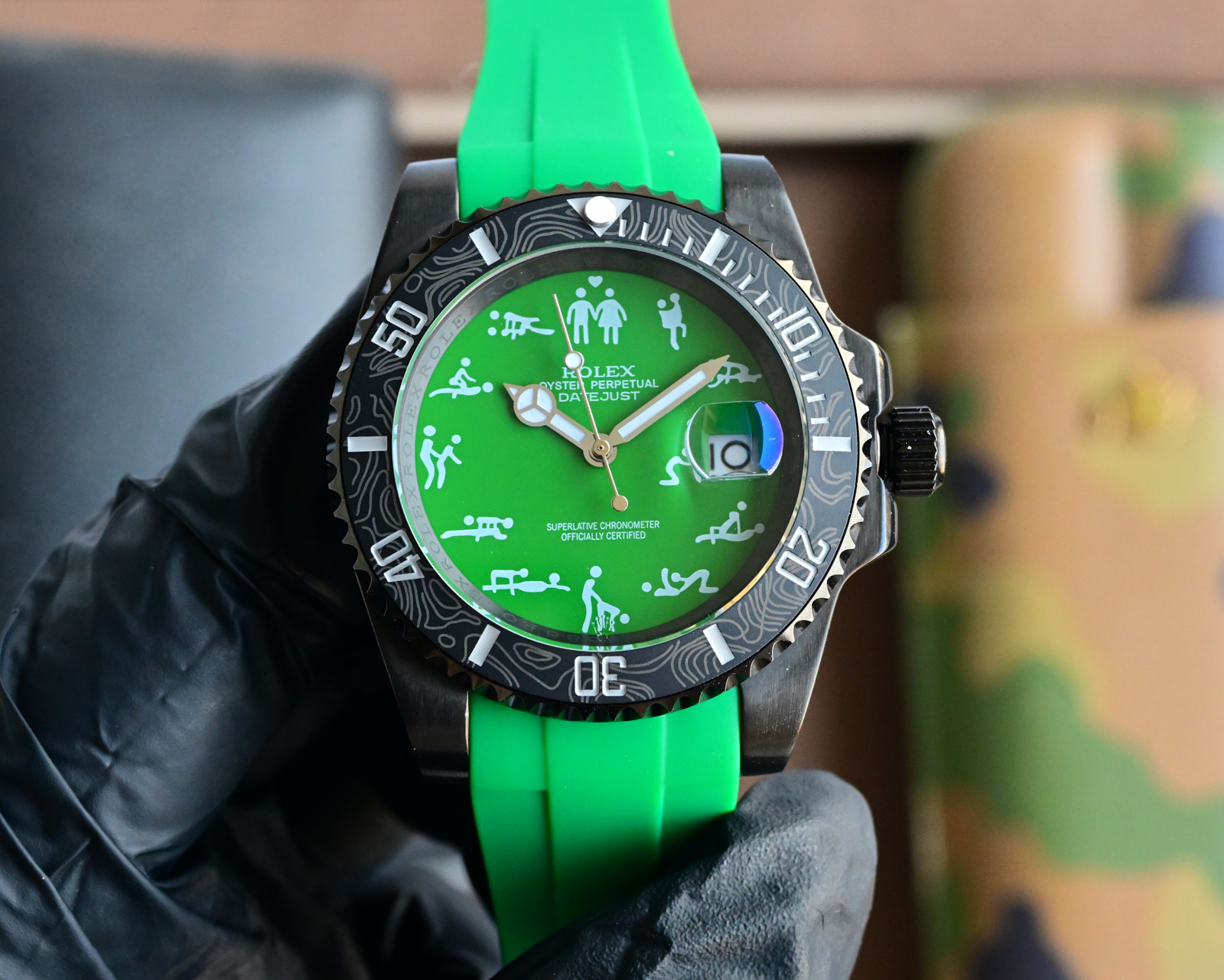 Rolex Submariner Style Watch with Erotic Art and Gemstone Bezel - Limited Edition 2 i1742666752832 1853 0 0