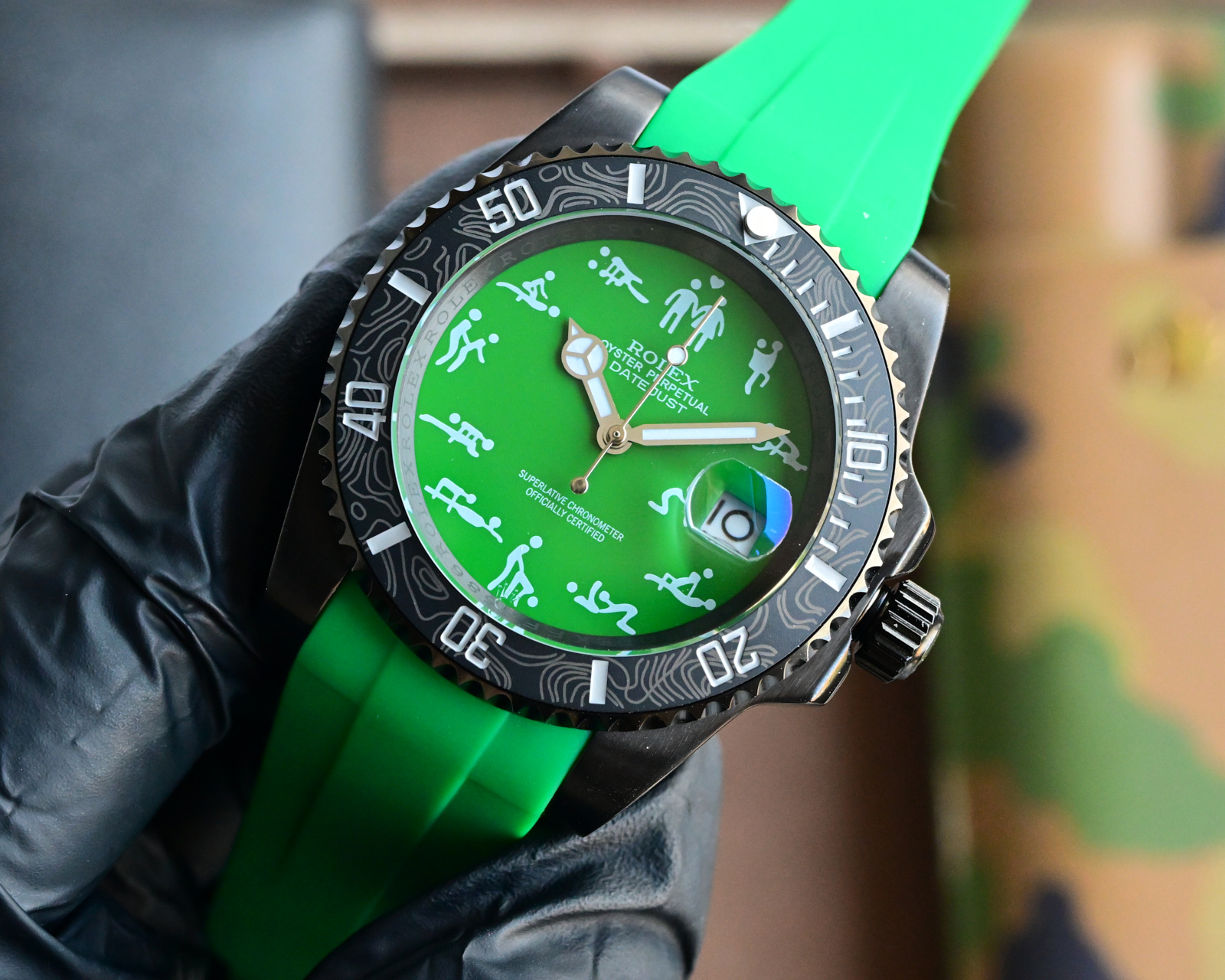 Rolex Submariner Style Watch with Erotic Art and Gemstone Bezel - Limited Edition 4 i1742666752854 7966 0 2