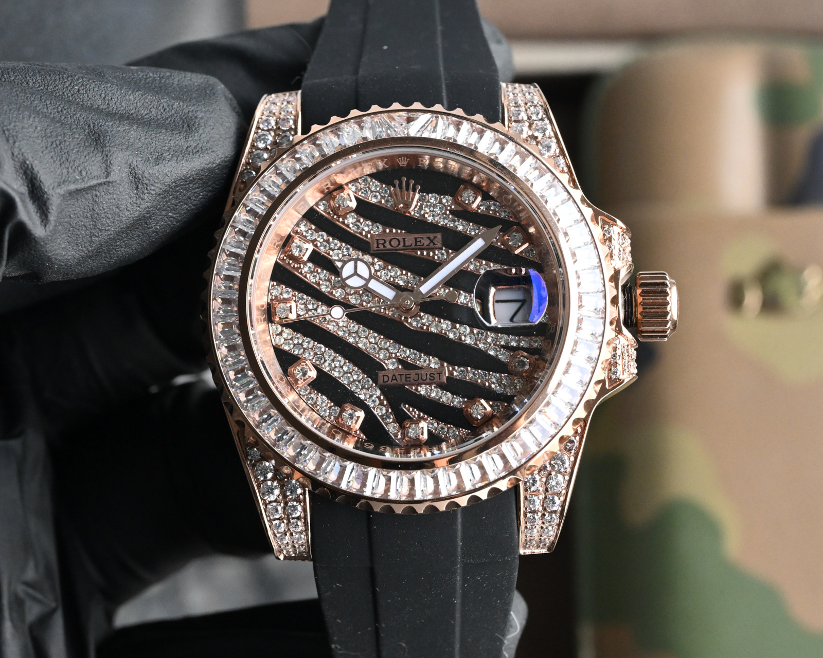 Rolex Submariner Custom Diamond Bezel Automatic Men's Watch, 40mm