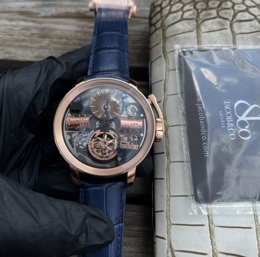 JACOB&CO The Godfather 45mm Stainless Steel Blue Leather Strap Watch 1 JACOB&CO The Godfather 45mm Stainless Steel Blue Leather Strap Watch