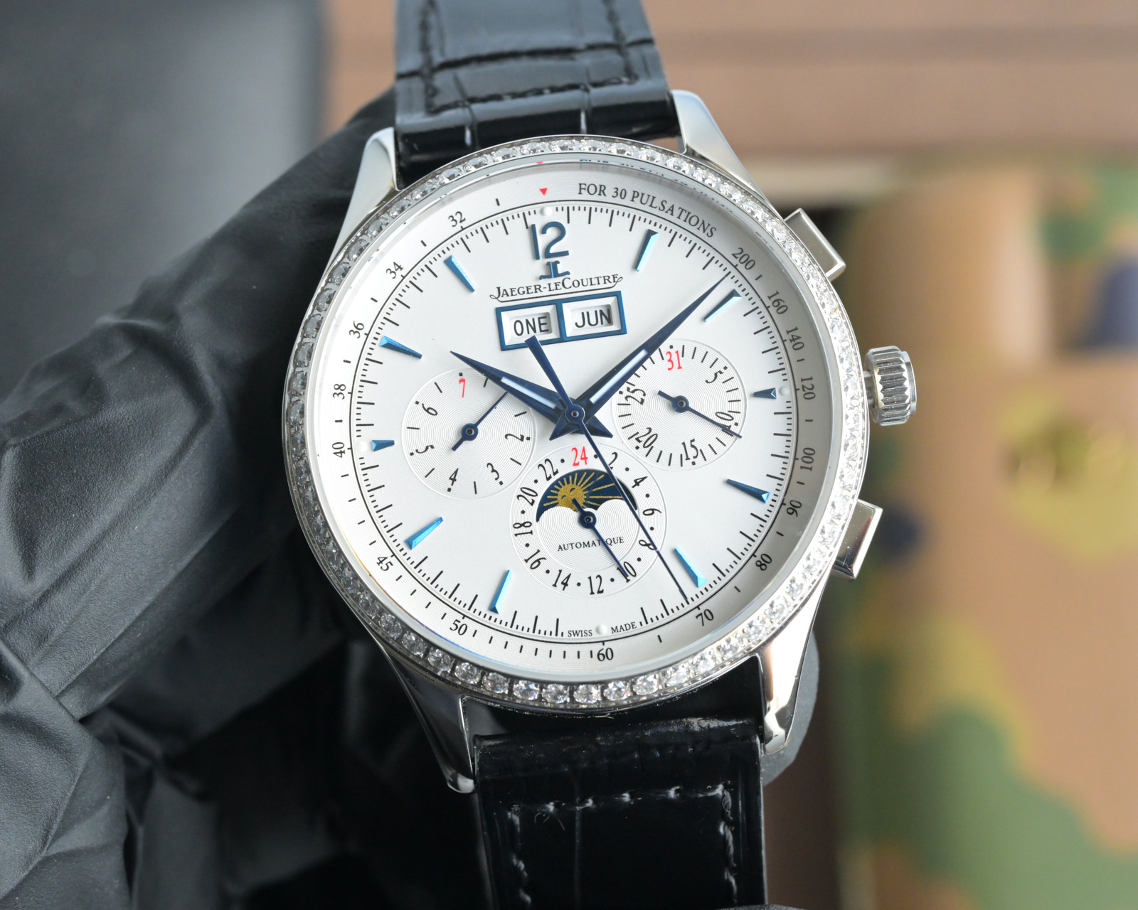 “Upgraded JAEGER-LECOULTRE Watch: Heavy Gold Construction, 316L Steel, Waterproof, Luxury Italian Leather” - 图片 9