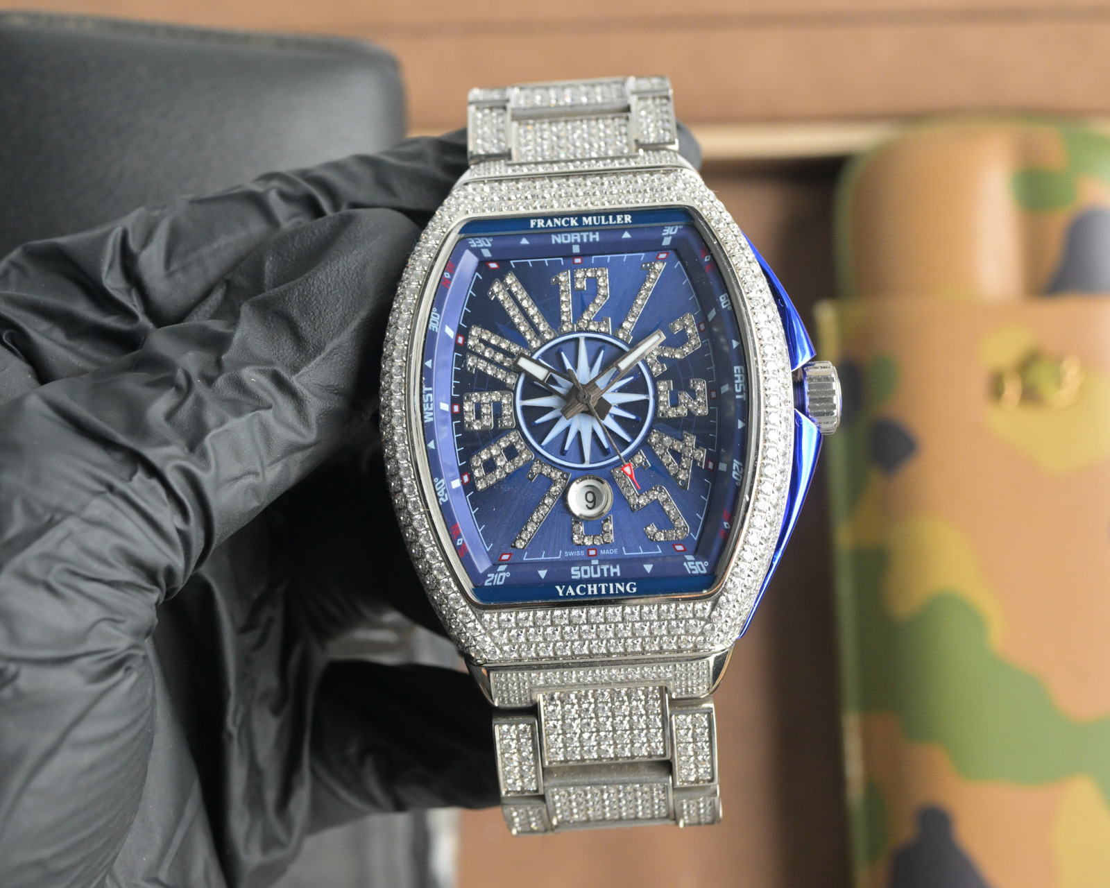 “Frank Muller V45 SC DT Series Watch: Automated Machine Cores, Blue-Ray Glass, Cow Skin Belt”
