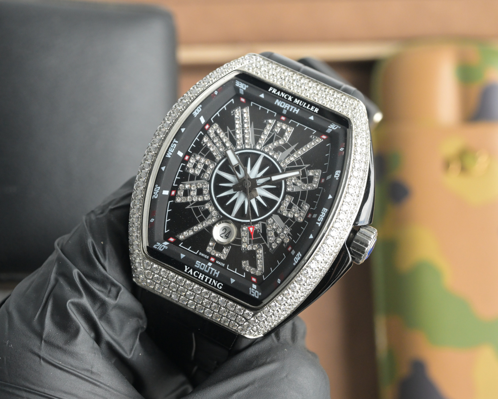 “Franck Muller V45 SC DT Series Watch: Automated Machine Cores, Blue-Ray Glass, Cow Skin Belt” - 图片 3