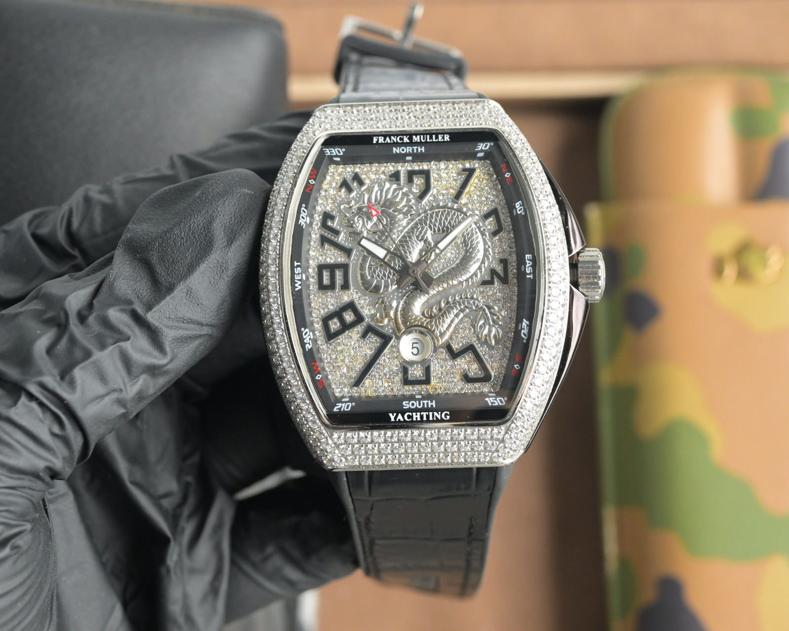 Luxury watch: Frank Muller V45 SC DT series, 54x42x15mm, automatic, blue-ray glass, cow skin belt, sports style, elegant design. - 图片 1