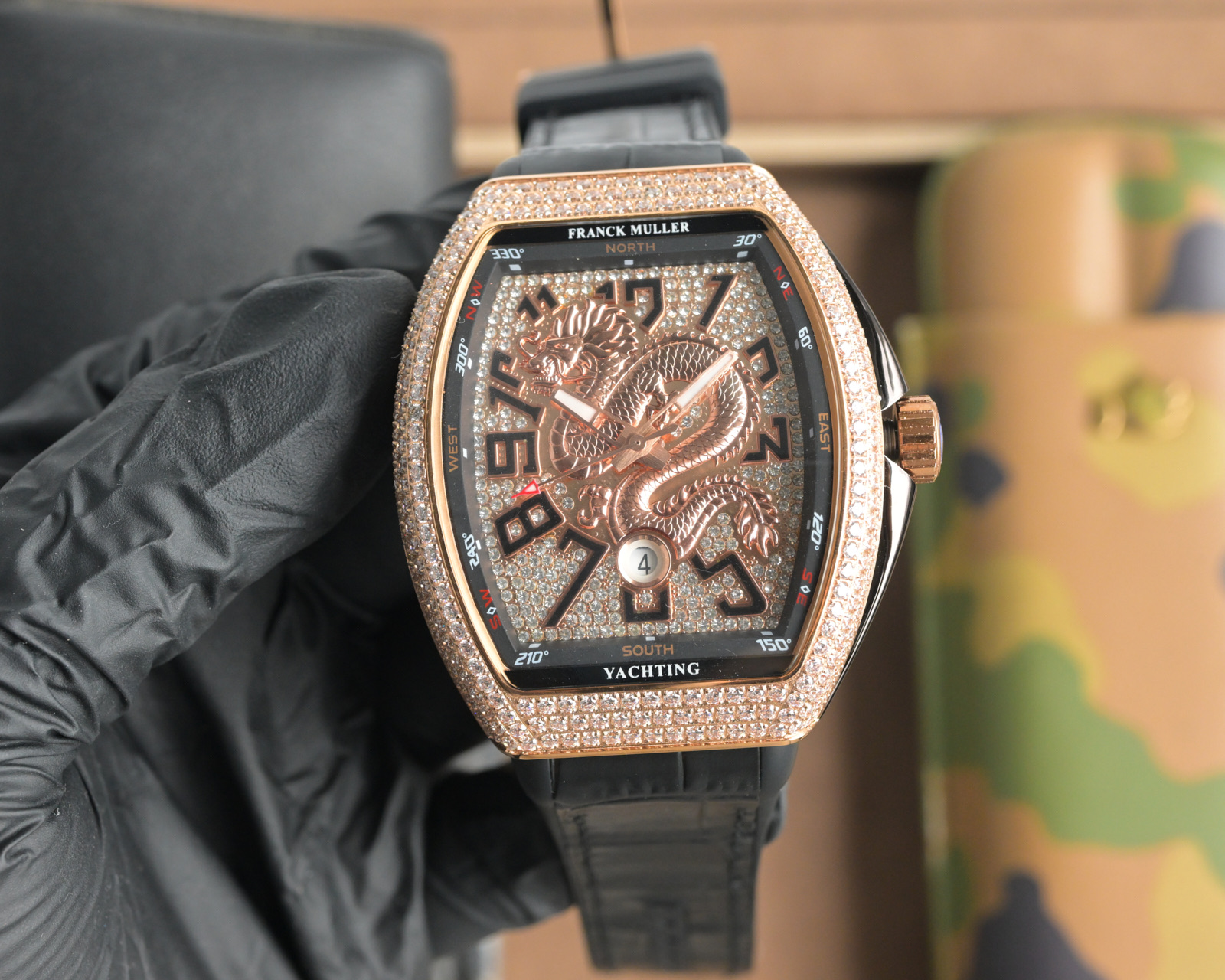 Luxury watch: Frank Muller V45 SC DT series, 54x42x15mm, automatic, blue-ray glass, cow skin belt, sports style, elegant design. - 图片 9
