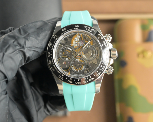 Rolex Daytona Custom with Turquoise Band, Modified 4802 Movement - Time Art 1 Rolex Daytona Custom with Turquoise Band, Modified 4802 Movement - Time Art