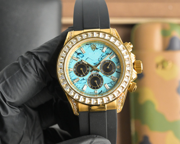 Rolex Daytona Custom Diamond Bezel Automatic Watch - Turquoise Dial, 40mm 1 Rolex Daytona Custom Diamond Bezel Automatic Watch - Turquoise Dial, 40mm