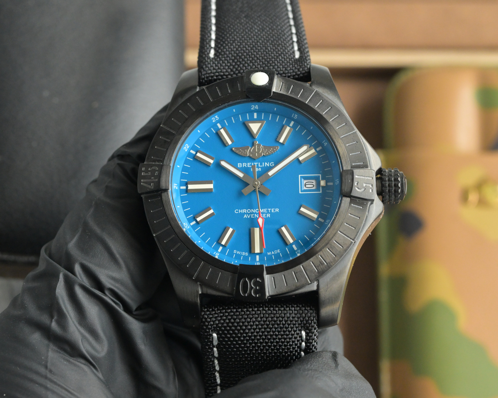 Breitling Avenger Herenhorloge - Blauwe Wijzerplaat, Zwarte Band - Automatisch