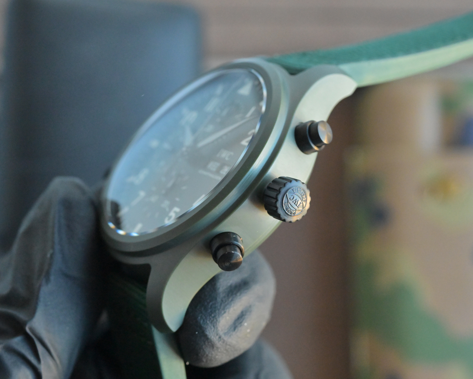 IWC Big Pilot's Watch Top Gun green ceramic case and bezel, black dial, green fabric strap 46mm Men's Automatic