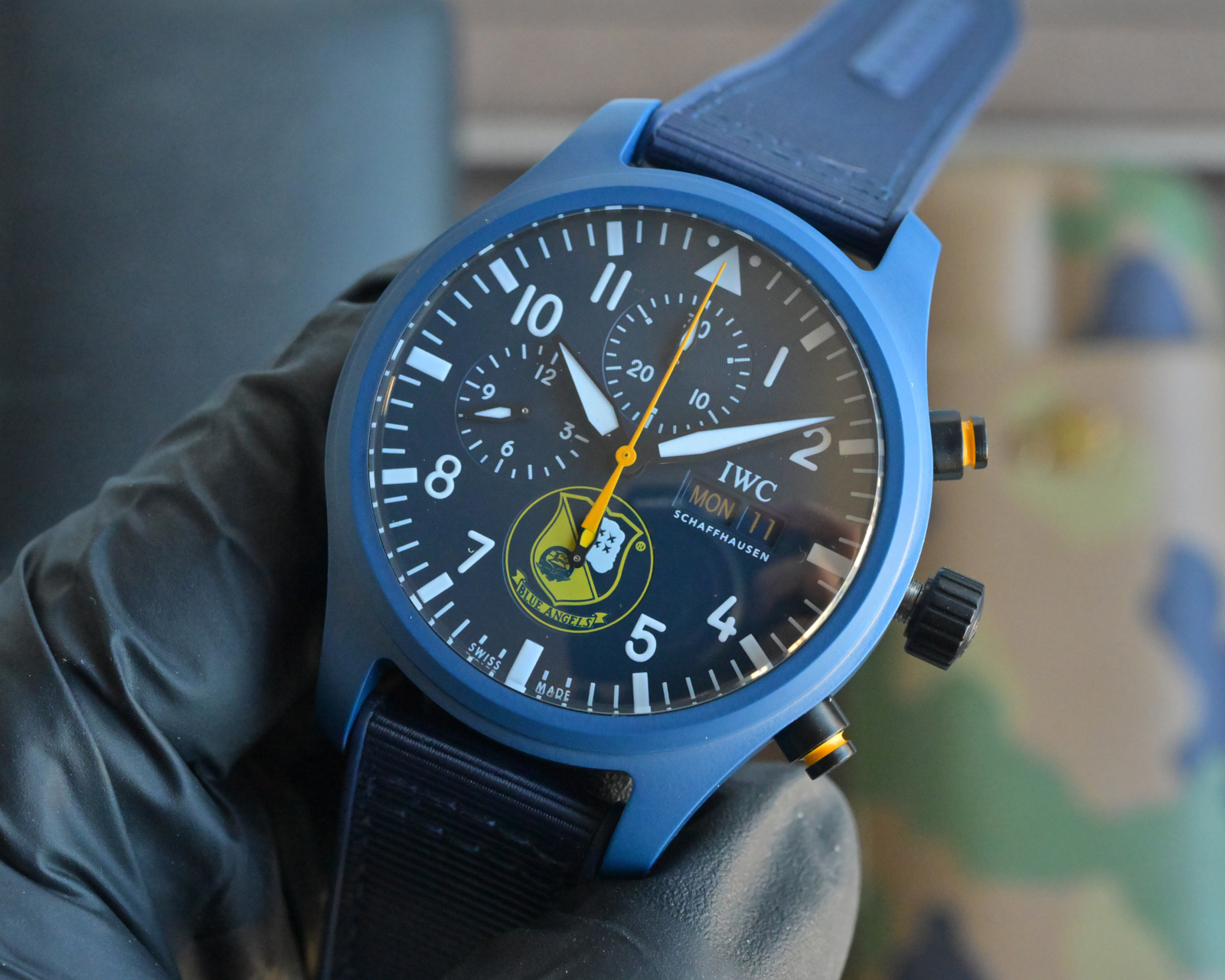 IWC Pilot's Watch Chronograph TOP GUN Antoine de Saint Exupéry Edition blue ceramic case, black dial, black strap 44mm Men's Automatic