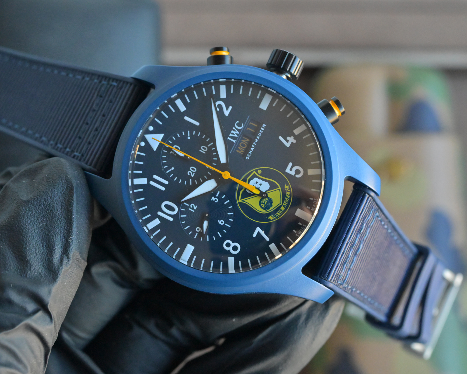 IWC Pilot's Watch Chronograph TOP GUN Antoine de Saint Exupéry Edition blue ceramic case, black dial, black strap 44mm Men's Automatic
