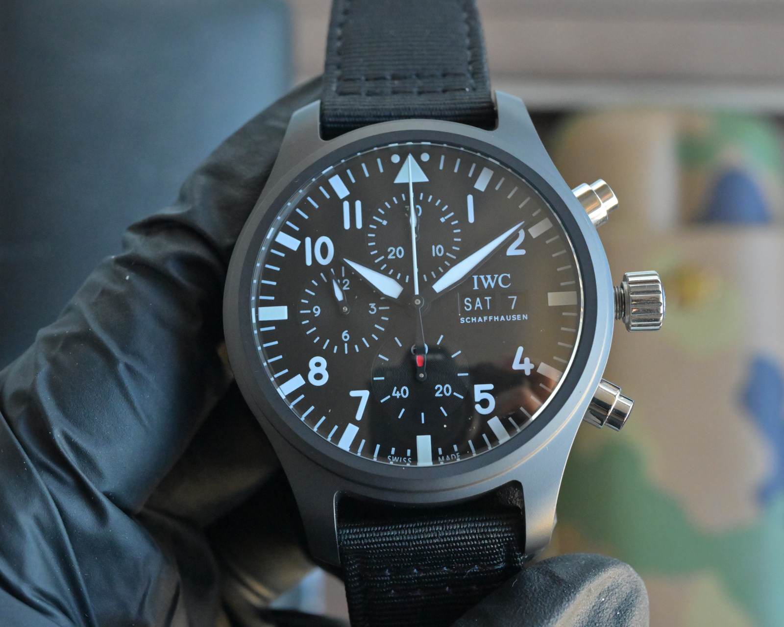 IWC Pilot's Watch Chronograph Top Gun black ceramic case, black dial, black strap 44mm Men's Automatic