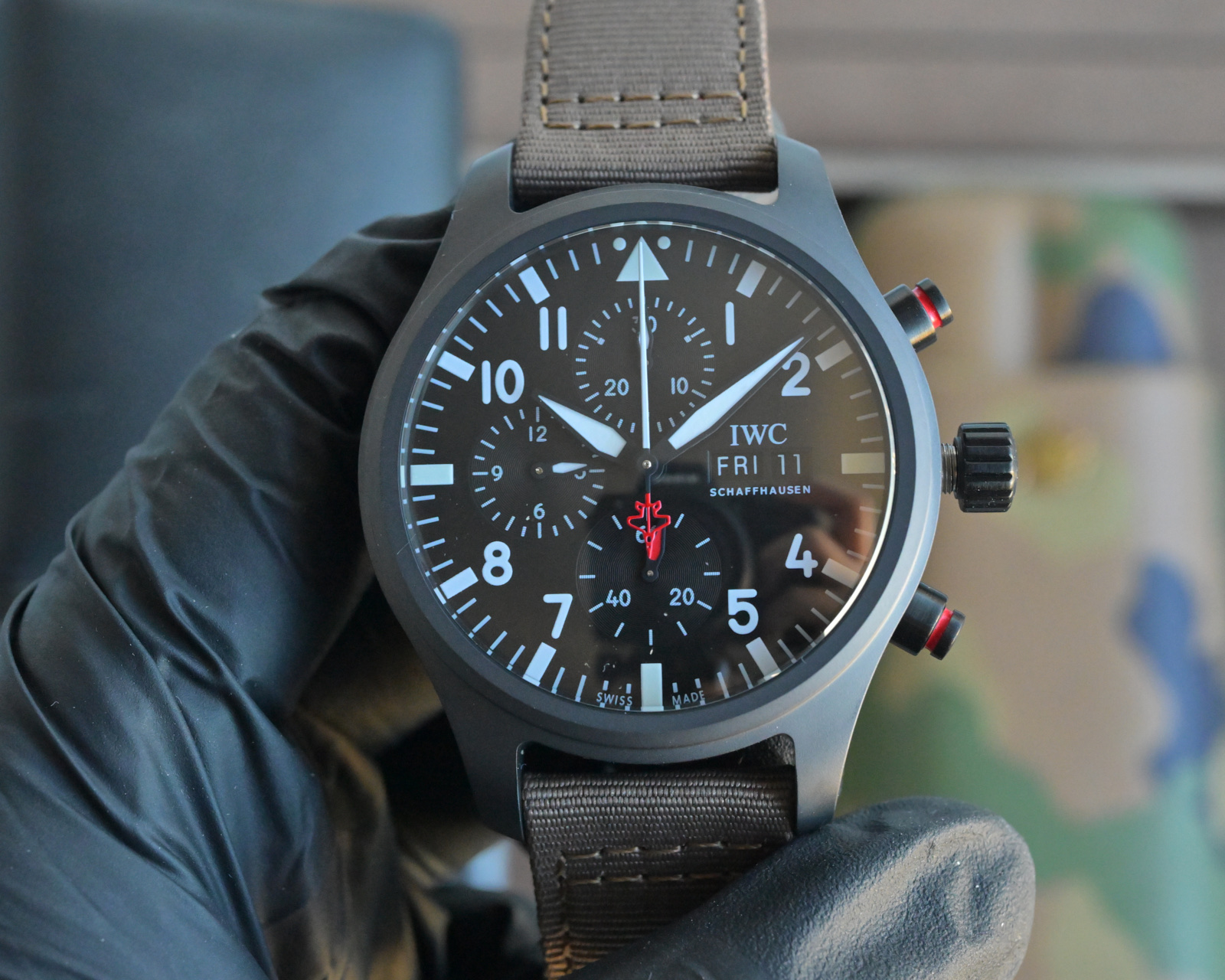 IWC Pilot's Watch Chronograph Top Gun black ceramic case, black dial, black strap 44mm Men's Automatic