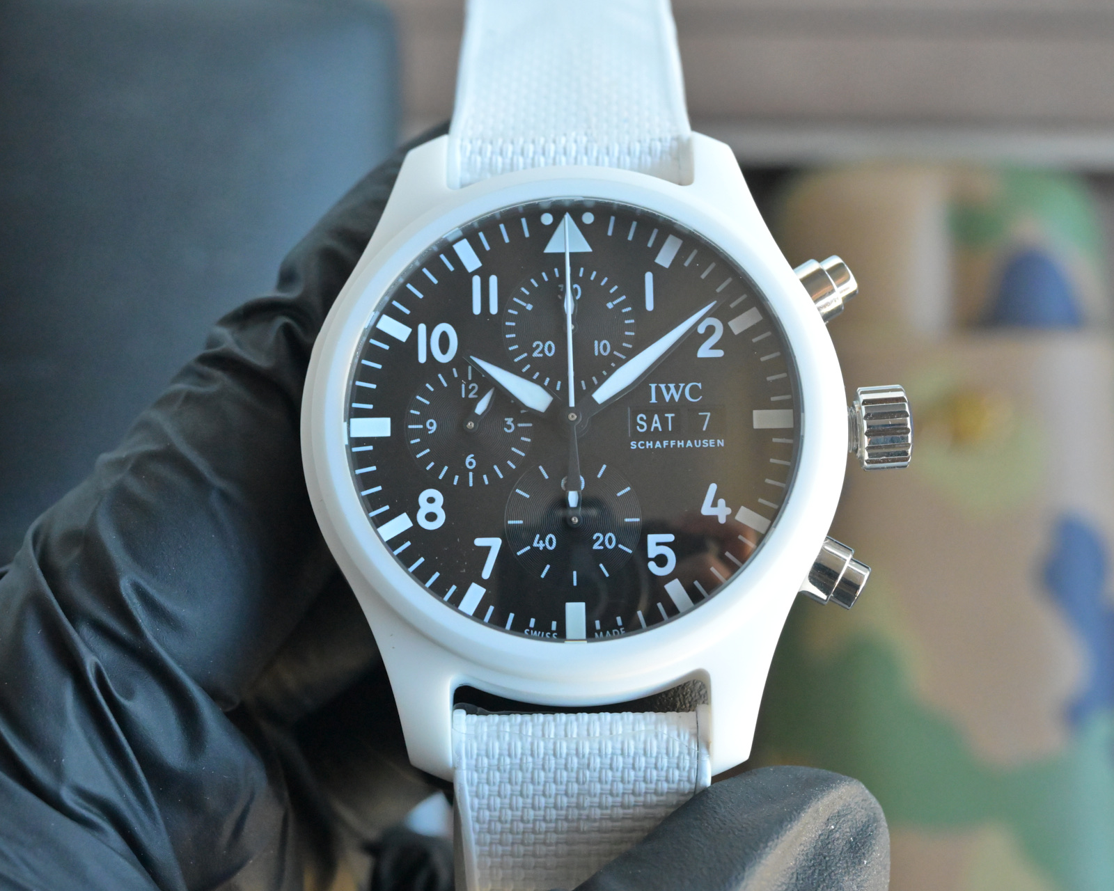 IWC Pilot's Watch Chronograph Top Gun black ceramic case, black dial, black strap 44mm Men's Automatic