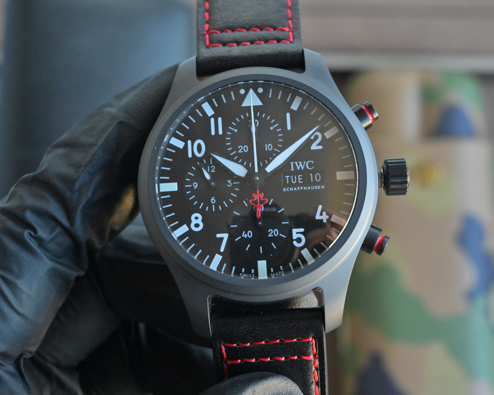 IWC Pilot's Watch Chronograph Top Gun black ceramic case, black dial, black strap 44mm Men's Automatic