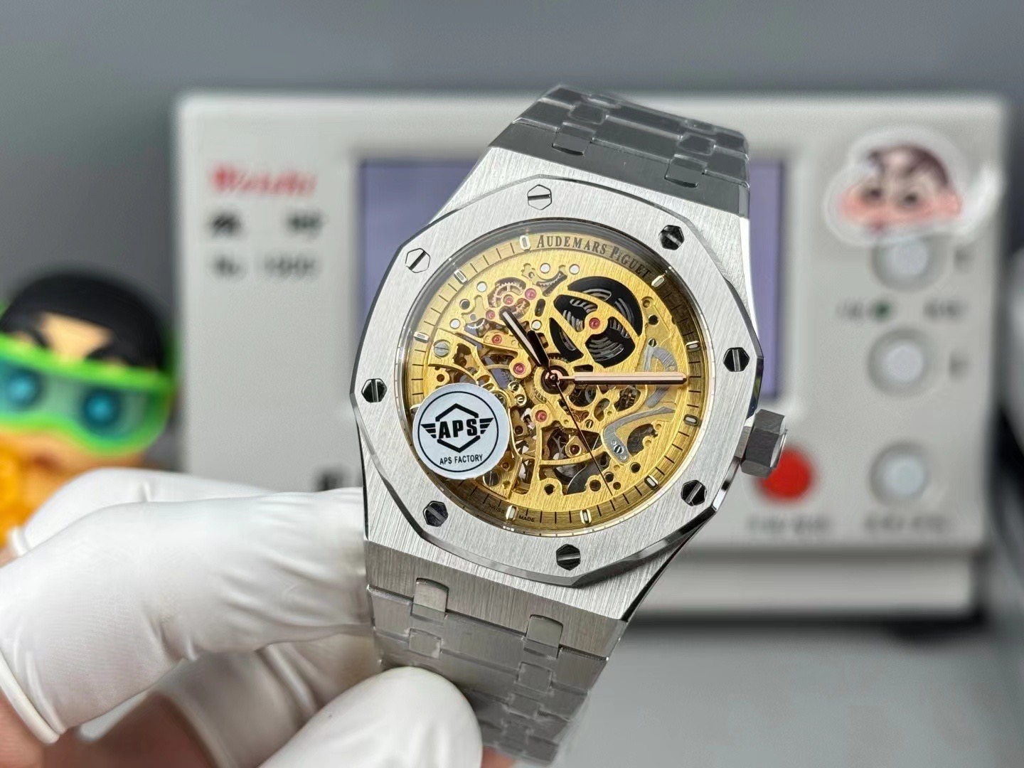 Audemars Piguet Royal Oak Double Balance Wheel Openworked 15407ST.OO.1220ST.01 stainless steel case and bracelet, silver bezel, gold skeleton dial 41mm Men's Automatic