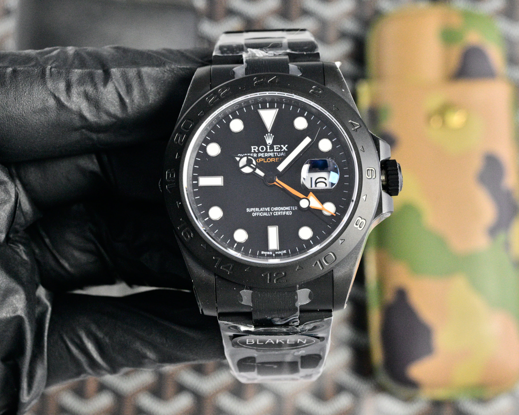 NO:764875,Rolex Explorer II 42mm Rolex Explorer II 42mm BLAKEN Full Black Custom German DLC Matte Black Coating Oystersteel Case & Bracelet Sapphire mirror is transparent and wear-resistant Sapphire Crystal Cal. Integrated movement Stable and reliable Cal. Movement Full matte black texture, low-key and hard-core  # Rolex #Explorer II #BLAKEN modification #DLC blackening #Watch modification,, tom ford, rolex19860909劳力士 探险家型II 42mm Rolex Explorer II 42mm BLAKEN 全黑定制 BLAKEN Full Black Custom 德国DLC哑光黑化 German DLC Matte Black Coating 蚝式精钢表壳 + 实心表带 Oystersteel Case & Bracelet 蓝宝石镜面通透耐磨 Sapphire Crystal Cal.一体机芯 稳定可靠 Cal. Movement 全哑黑质感拉满,低调又硬核 #劳力士 #探险家II #BLAKEN改装 #DLC黑化 #腕表改装,,tom ford,rolex,Watch