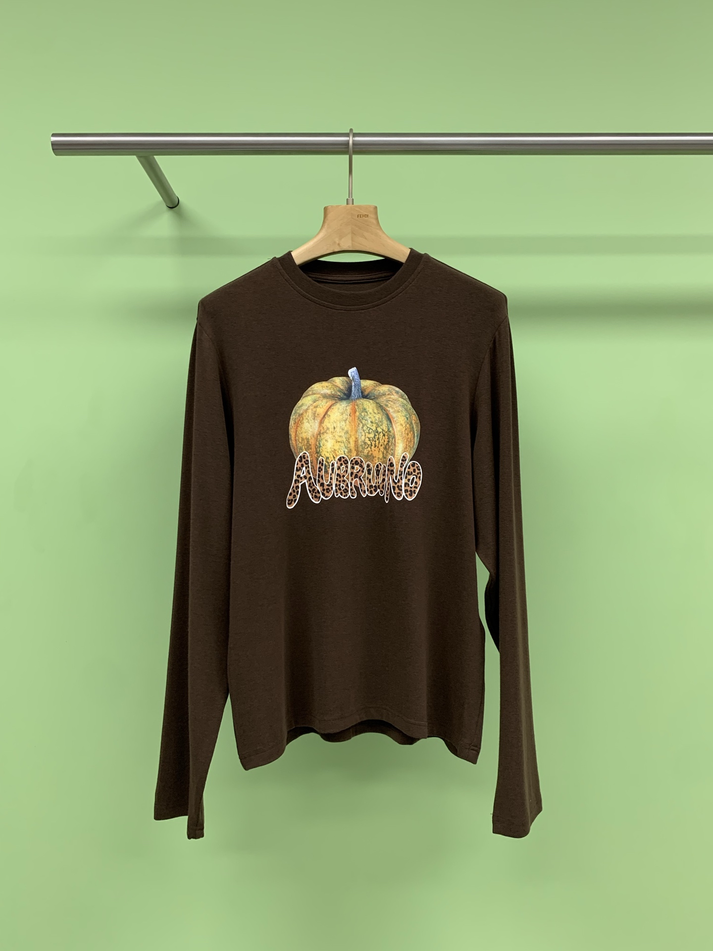 NO:331253,AUBRUINO designer brand 25SS Harvest Pumpkin Long Sleeve, Wave Style T-shirt, Lazy Aesthetic with a high-end feel, What kind of fairy T, a dream combination of Tiansi   wool, Silky and cool Tiansi meets soft and warm wool, The skin with its own 