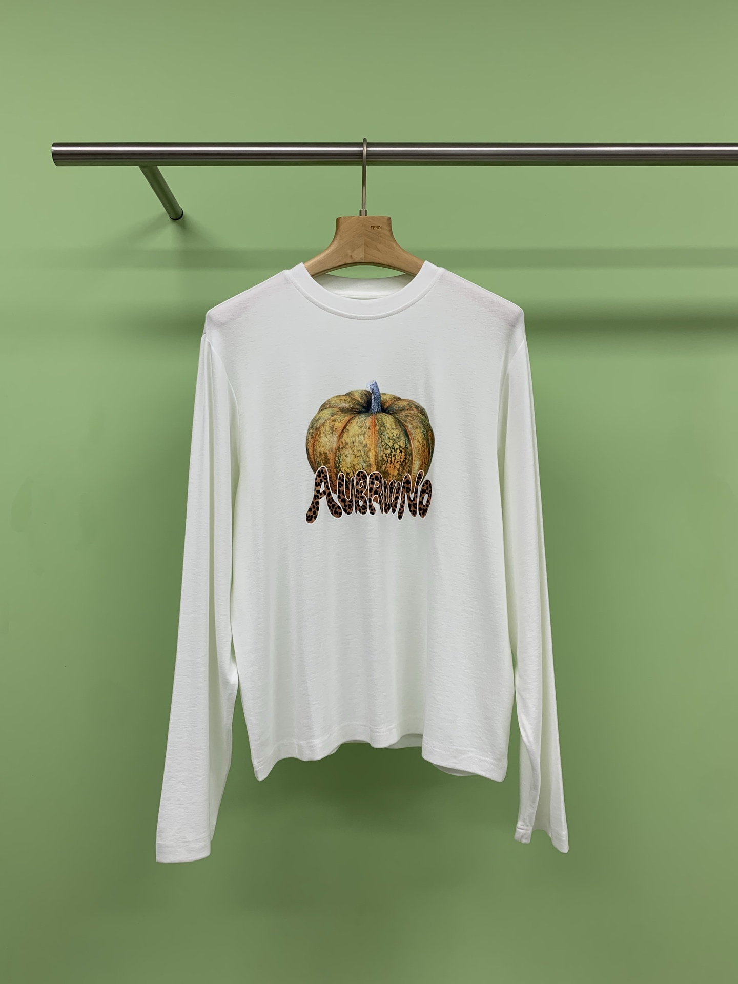 NO:331259,AUBRUINO designer brand 25SS Harvest Pumpkin Long Sleeve, Wave Style T-shirt, Lazy Aesthetic with a high-end feel, What kind of fairy T, a dream combination of Tiansi   wool, Silky and cool Tiansi meets soft and warm wool, The skin with its own 