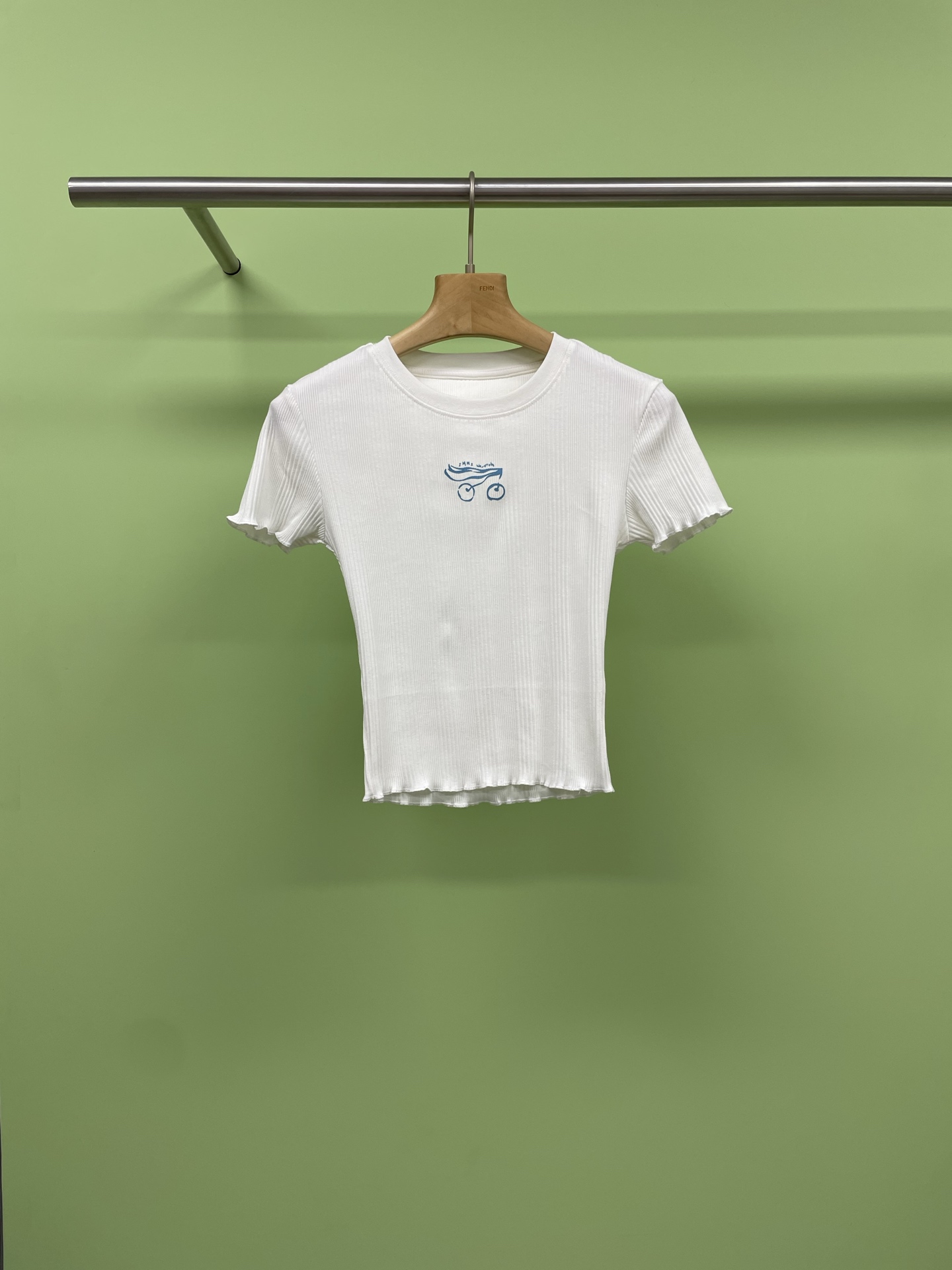 NO:333157,IMMI designer brand 2025 spring and summer knitted tight short-sleeved T-shirt, 