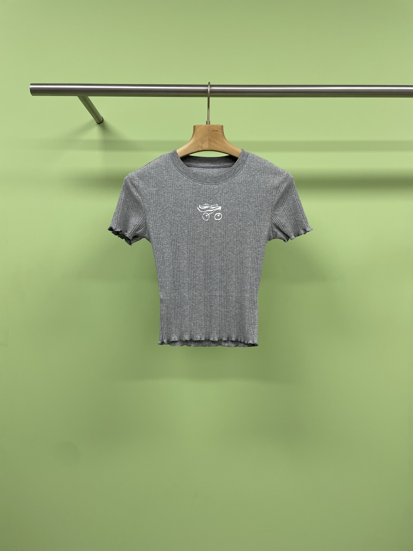 NO:333161,IMMI designer brand 2025 spring and summer knitted tight short-sleeved T-shirt, 