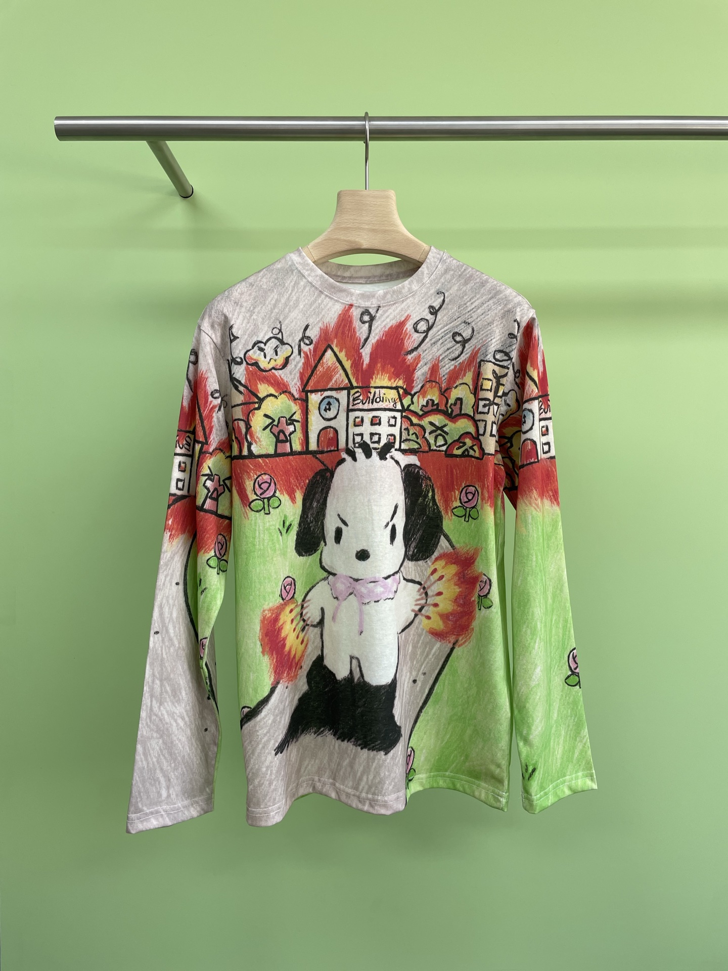 NO:435220,FORDARE 25 Spring New Fun Hand-painted Blasting Street Pachadog Full Print Long Sleeve T-shirt, Simple Korean long-sleeve T-shirt is here, the atmosphere of early autumn is getting stronger, how can a good-looking long-sleeve T-shirt be missing?  Today I recommend this pure cotton rag-shoulder long-sleeved T-shirt for women. It has a niche mid-length style with a full sense of design. It is easy to make you look slim and can be American student-style. It is suitable for both inside and outside, soft and comfortable, and does not pick on the figure. The key point is - it can make your skin look whiter and brighter, Korean style, medium-length style, perfectly avoid the embarrassment of exposure. The niche design makes you not wear the same clothes, and the inside and outside are very fashionable. Hurry up and buy it., tees, t-shirt, alexander wang19860909FORDARE 25春新款趣味手绘炸街帕洽狗满印长袖T恤,简约韩系的长袖T来啦,早秋气息渐浓,怎能少了一件好看的长袖T恤呢？今天给大家安利这款纯棉插肩长袖t恤女,设计感十足的小众中长款,轻松显瘦又能美式学生范儿,内搭外穿皆宜,柔软舒适不挑身材,而且重点来了——它能让你肤色看起来更加白皙透亮,韩系风格,中长款式,完美避免走光的尴尬,小众设计让你不撞衫,内搭外穿都很潮,赶紧抢购吧.,,tees，t-shirt,alexander wang,Women's clothing