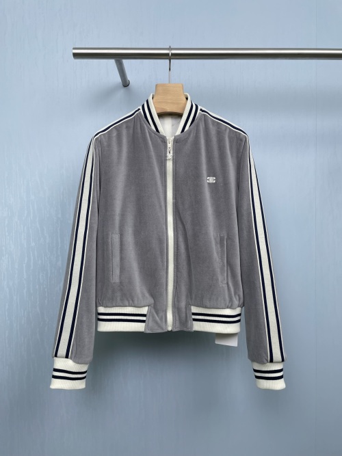 Celinee Velvet Track Jacket, Striped Detail, Relaxed Fit - New 2025 Collection 1 Celinee Velvet Track Jacket, Striped Detail, Relaxed Fit - New 2025 Collection