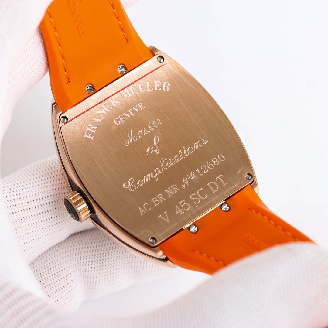 Franck Muller V45 Vanguard Rose Gold with Graffiti Dial Orange Leather Strap 6 i1743929743 2771 4