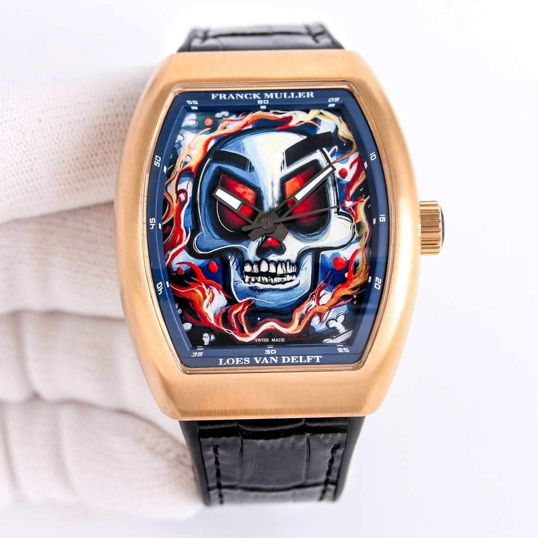 Franck Muller V45 Vanguard Rose Gold with Graffiti Dial Orange Leather Strap 3 i1743929743 5387 1