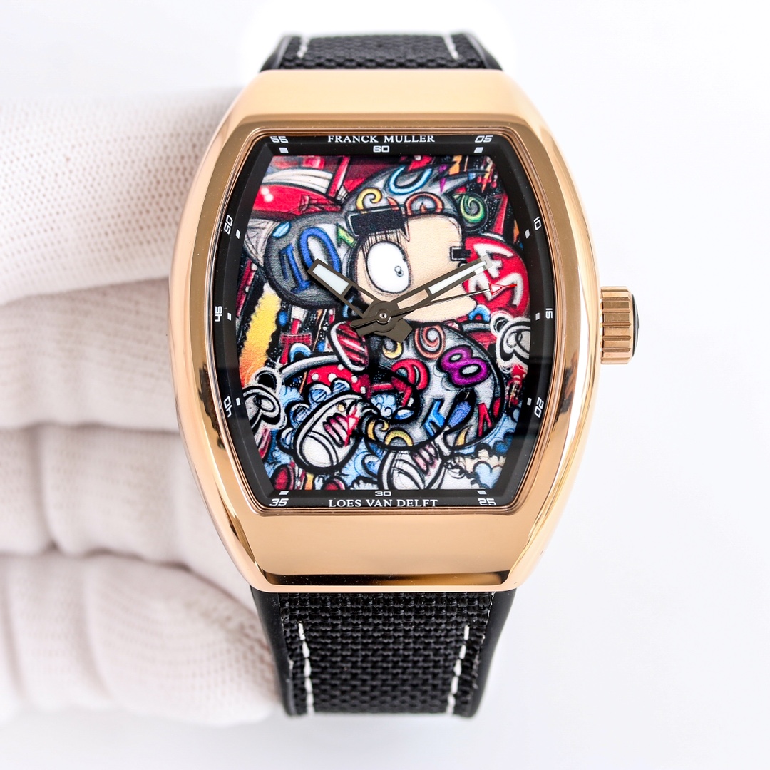 Franck Muller V45 Vanguard Rose Gold with Graffiti Dial Orange Leather Strap 4 i1743929743 5653 2