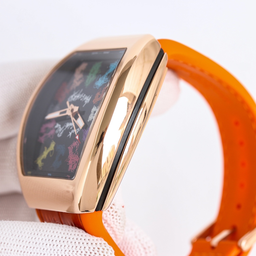 Franck Muller V45 Vanguard Rose Gold with Graffiti Dial Orange Leather Strap 7 i1743929743 9084 5