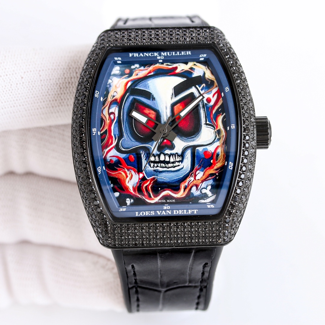 Franck Muller V45 Series Diamond-Accented Watch with Loes Van Delft Skull Design 6 i1743929757 5028 4